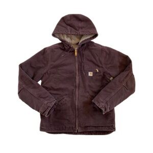 Carhartt plum weathered duck jacket with Sherpa lining